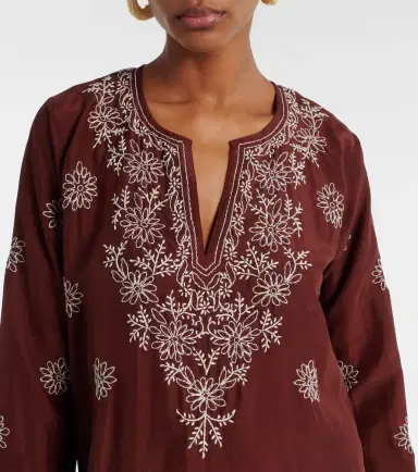 Juliet Dunn Floral embroidered silk tunic | Thumbnail 5 Juliet Dunn Floral embroidered silk tunic | Thumbnail 5
