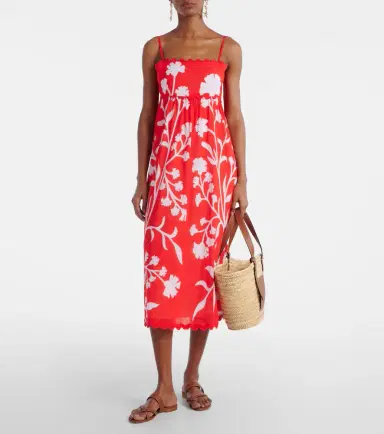 JULIET DUNN Printed scalloped cotton midi dress | Thumbnail 2 JULIET DUNN Printed scalloped cotton midi dress | Thumbnail 2