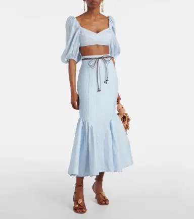 Zimmermann Rhiannon linen midi skirt | Thumbnail 2 Zimmermann Rhiannon linen midi skirt | Thumbnail 2