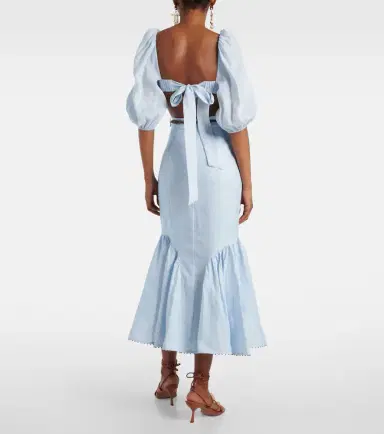 Zimmermann Rhiannon puff-sleeve linen crop top | Thumbnail 2 Zimmermann Rhiannon puff-sleeve linen crop top | Thumbnail 2