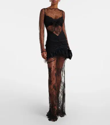 Alessandra Rich Sheer cotton-blend lace gown | Thumbnail 2 Alessandra Rich Sheer cotton-blend lace gown | Thumbnail 2