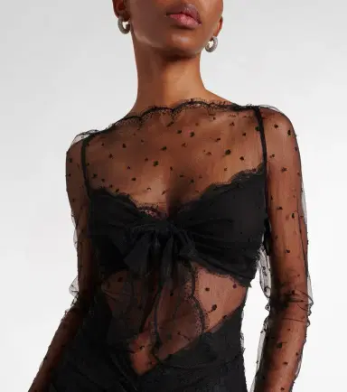 Alessandra Rich Sheer cotton-blend lace gown | Thumbnail 3 Alessandra Rich Sheer cotton-blend lace gown | Thumbnail 3