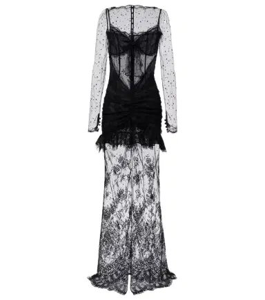 Alessandra Rich Sheer cotton-blend lace gown | Thumbnail 1 Alessandra Rich Sheer cotton-blend lace gown | Thumbnail 1