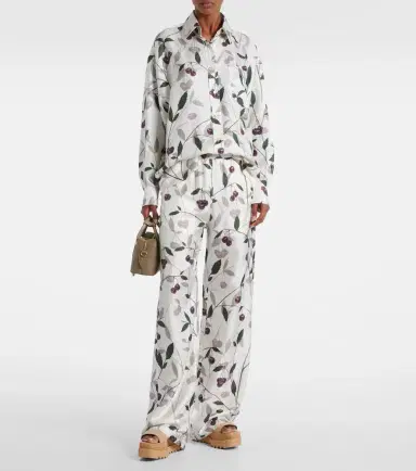 Stella McCartney Printed silk twill wide-leg pants | Thumbnail 2 Stella McCartney Printed silk twill wide-leg pants | Thumbnail 2