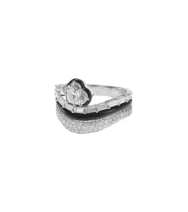 Kamyen Art Deco Heart 18kt white gold ring with diamonds | Thumbnail 1 Kamyen Art Deco Heart 18kt white gold ring with diamonds | Thumbnail 1