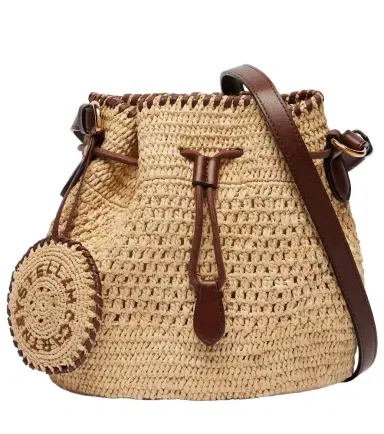 Stella McCartney Falabella Small raffia bucket bag | Thumbnail 1 Stella McCartney Falabella Small raffia bucket bag | Thumbnail 1