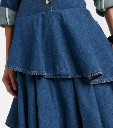 Alaïa Alaïa Spiral tiered denim midi skirt | Thumbnail 3 Alaïa Alaïa Spiral tiered denim midi skirt | Thumbnail 3