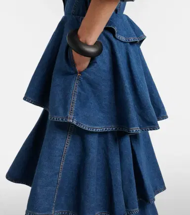 Alaïa Alaïa Spiral tiered denim midi skirt | Thumbnail 5 Alaïa Alaïa Spiral tiered denim midi skirt | Thumbnail 5