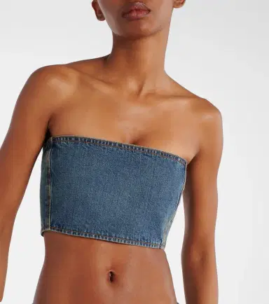 Alaïa Alaïa Denim crop top | Thumbnail 4 Alaïa Alaïa Denim crop top | Thumbnail 4