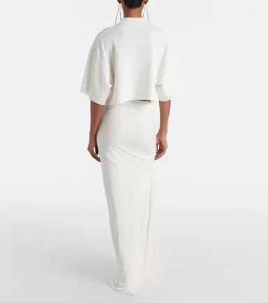 Alaïa Alaïa Cropped cotton and wool-blend T-shirt | Thumbnail 2 Alaïa Alaïa Cropped cotton and wool-blend T-shirt | Thumbnail 2