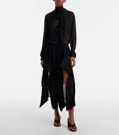 Alaïa Alaïa Low-rise georgette wide-leg pants | Thumbnail 2 Alaïa Alaïa Low-rise georgette wide-leg pants | Thumbnail 2