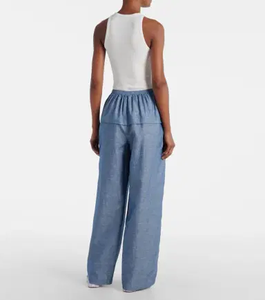 Alaïa Alaïa Cotton and linen wide-leg pants | Thumbnail 5 Alaïa Alaïa Cotton and linen wide-leg pants | Thumbnail 5