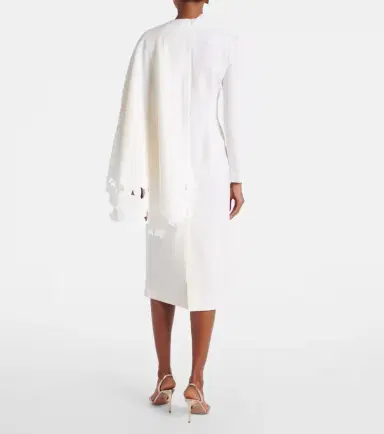 Oscar de la Renta Cape-detail wool-blend midi dress | Thumbnail 3 Oscar de la Renta Cape-detail wool-blend midi dress | Thumbnail 3