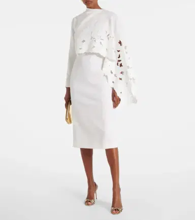 Oscar de la Renta Cape-detail wool-blend midi dress | Thumbnail 5 Oscar de la Renta Cape-detail wool-blend midi dress | Thumbnail 5