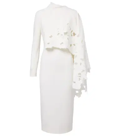 Oscar de la Renta Cape-detail wool-blend midi dress | Thumbnail 1 Oscar de la Renta Cape-detail wool-blend midi dress | Thumbnail 1