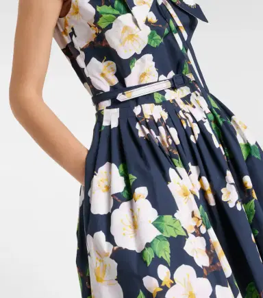 Oscar de la Renta Floral pleated cotton-blend midi dress | Thumbnail 2 Oscar de la Renta Floral pleated cotton-blend midi dress | Thumbnail 2