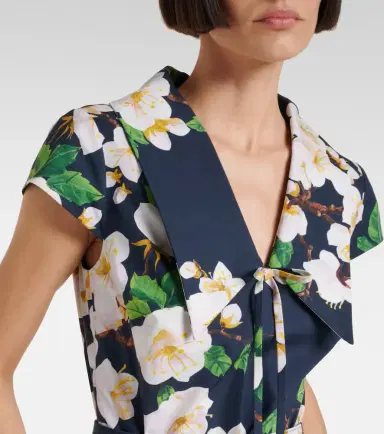 Oscar de la Renta Floral pleated cotton-blend midi dress | Thumbnail 4 Oscar de la Renta Floral pleated cotton-blend midi dress | Thumbnail 4