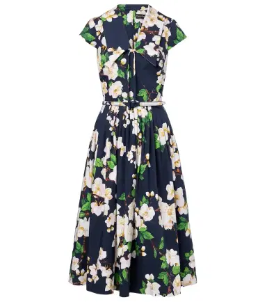 Oscar de la Renta Floral pleated cotton-blend midi dress | Thumbnail 1 Oscar de la Renta Floral pleated cotton-blend midi dress | Thumbnail 1