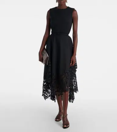 Oscar de la Renta Wool-blend and lace cocktail dress | Thumbnail 2 Oscar de la Renta Wool-blend and lace cocktail dress | Thumbnail 2