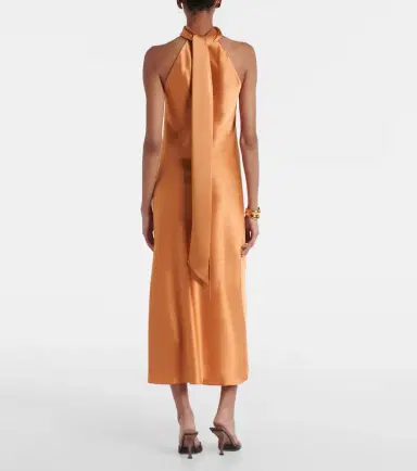 Galvan Sienna halterneck satin midi dress | Thumbnail 2 Galvan Sienna halterneck satin midi dress | Thumbnail 2