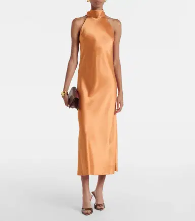 Galvan Sienna halterneck satin midi dress | Thumbnail 4 Galvan Sienna halterneck satin midi dress | Thumbnail 4