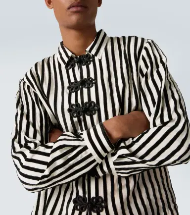 BODE Striped velvet-trimmed silk shirt | Thumbnail 4 BODE Striped velvet-trimmed silk shirt | Thumbnail 4