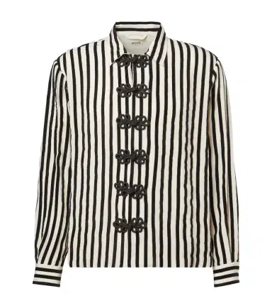 BODE Striped velvet-trimmed silk shirt | Thumbnail 1 BODE Striped velvet-trimmed silk shirt | Thumbnail 1