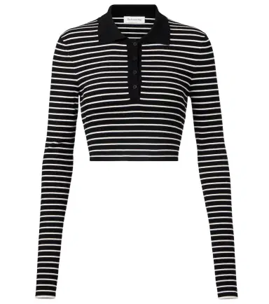 The Frankie Shop Giselle striped cropped polo shirt | Thumbnail 1 The Frankie Shop Giselle striped cropped polo shirt | Thumbnail 1