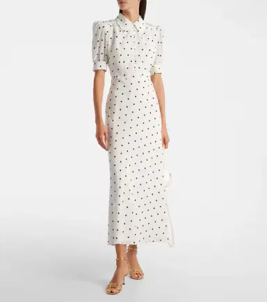 Alessandra Rich Polka-dot silk midi dress | Thumbnail 3 Alessandra Rich Polka-dot silk midi dress | Thumbnail 3