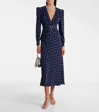 Alessandra Rich Polka-dot silk midi dress | Thumbnail 2 Alessandra Rich Polka-dot silk midi dress | Thumbnail 2