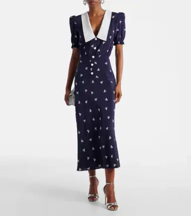 Alessandra Rich Printed silk midi dress | Thumbnail 4 Alessandra Rich Printed silk midi dress | Thumbnail 4
