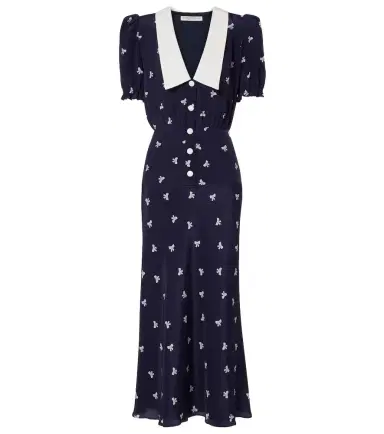 Alessandra Rich Printed silk midi dress | Thumbnail 1 Alessandra Rich Printed silk midi dress | Thumbnail 1