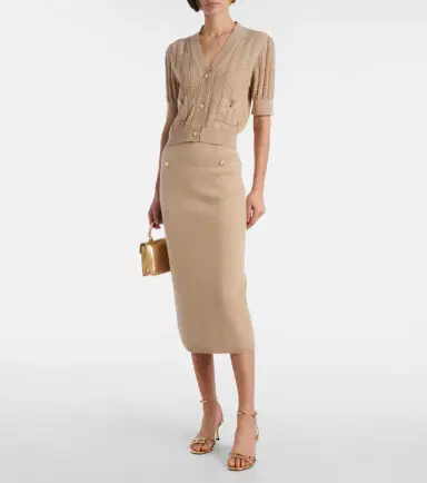 Alessandra Rich Cotton and cashmere pencil skirt | Thumbnail 2 Alessandra Rich Cotton and cashmere pencil skirt | Thumbnail 2