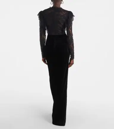 Alessandra Rich Lace and velvet gown | Thumbnail 6 Alessandra Rich Lace and velvet gown | Thumbnail 6