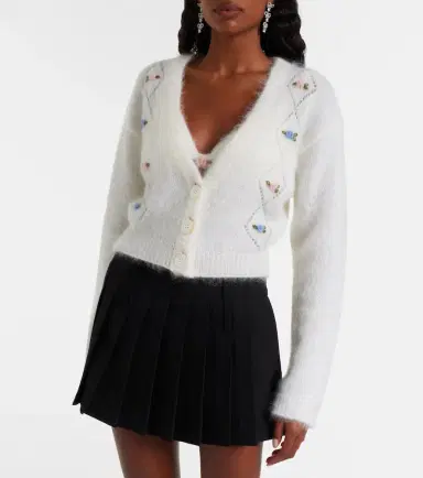 Alessandra Rich Embroidered mohair-blend cardigan | Thumbnail 5 Alessandra Rich Embroidered mohair-blend cardigan | Thumbnail 5