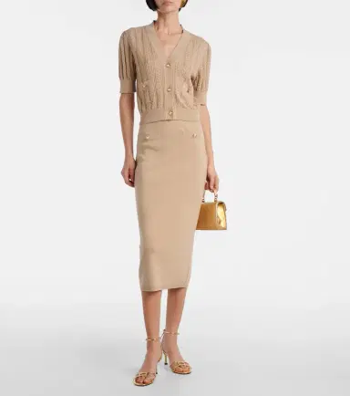Alessandra Rich Pointelle cotton and cashmere cardigan | Thumbnail 2 Alessandra Rich Pointelle cotton and cashmere cardigan | Thumbnail 2