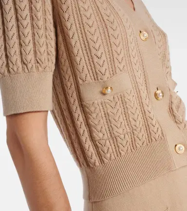 Alessandra Rich Pointelle cotton and cashmere cardigan | Thumbnail 3 Alessandra Rich Pointelle cotton and cashmere cardigan | Thumbnail 3