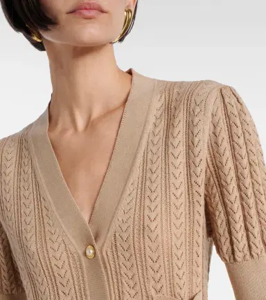 Alessandra Rich Pointelle cotton and cashmere cardigan | Thumbnail 5 Alessandra Rich Pointelle cotton and cashmere cardigan | Thumbnail 5