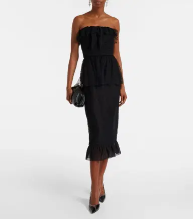 Alessandra Rich Lace and silk georgette bustier dress | Thumbnail 5 Alessandra Rich Lace and silk georgette bustier dress | Thumbnail 5