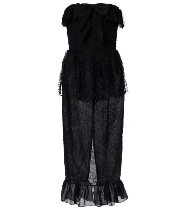 Alessandra Rich Lace and silk georgette bustier dress | Thumbnail 1 Alessandra Rich Lace and silk georgette bustier dress | Thumbnail 1