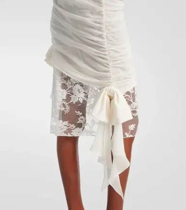 Alessandra Rich Lace-trimmed silk georgette midi dress | Thumbnail 2 Alessandra Rich Lace-trimmed silk georgette midi dress | Thumbnail 2