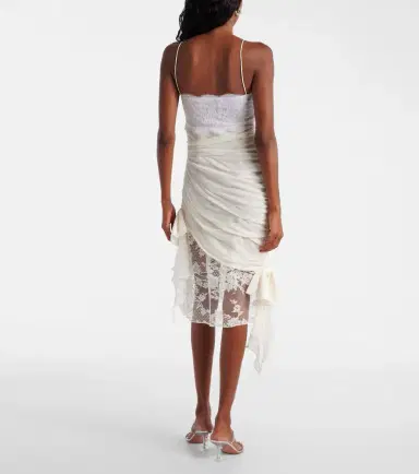 Alessandra Rich Lace-trimmed silk georgette midi dress | Thumbnail 3 Alessandra Rich Lace-trimmed silk georgette midi dress | Thumbnail 3
