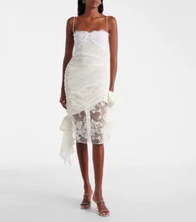 Alessandra Rich Lace-trimmed silk georgette midi dress | Thumbnail 5 Alessandra Rich Lace-trimmed silk georgette midi dress | Thumbnail 5