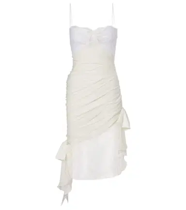 Alessandra Rich Lace-trimmed silk georgette midi dress | Thumbnail 1 Alessandra Rich Lace-trimmed silk georgette midi dress | Thumbnail 1
