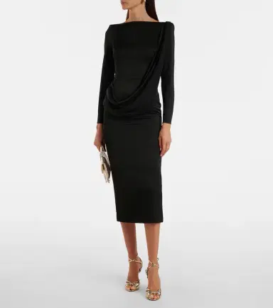 Alex Perry Asymmetric draped midi dress | Thumbnail 2 Alex Perry Asymmetric draped midi dress | Thumbnail 2