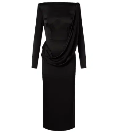 Alex Perry Asymmetric draped midi dress | Thumbnail 1 Alex Perry Asymmetric draped midi dress | Thumbnail 1