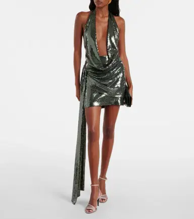 Alex Perry Draped halterneck sequined minidress | Thumbnail 2 Alex Perry Draped halterneck sequined minidress | Thumbnail 2