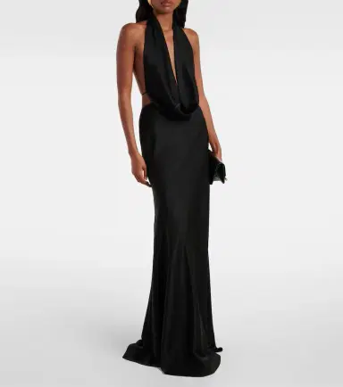 Alex Perry Halterneck open-back satin crêpe gown | Thumbnail 2 Alex Perry Halterneck open-back satin crêpe gown | Thumbnail 2