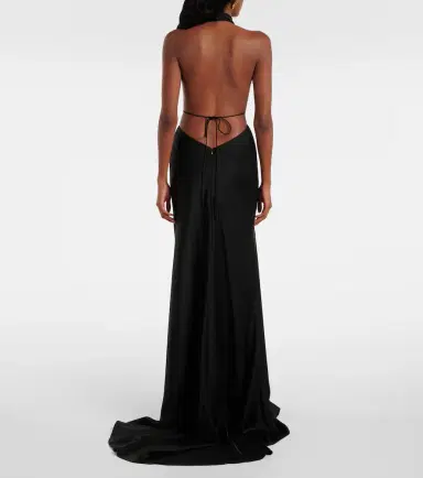 Alex Perry Halterneck open-back satin crêpe gown | Thumbnail 4 Alex Perry Halterneck open-back satin crêpe gown | Thumbnail 4