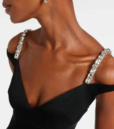 David Koma Crystal-embellished satin midi dress | Thumbnail 4 David Koma Crystal-embellished satin midi dress | Thumbnail 4
